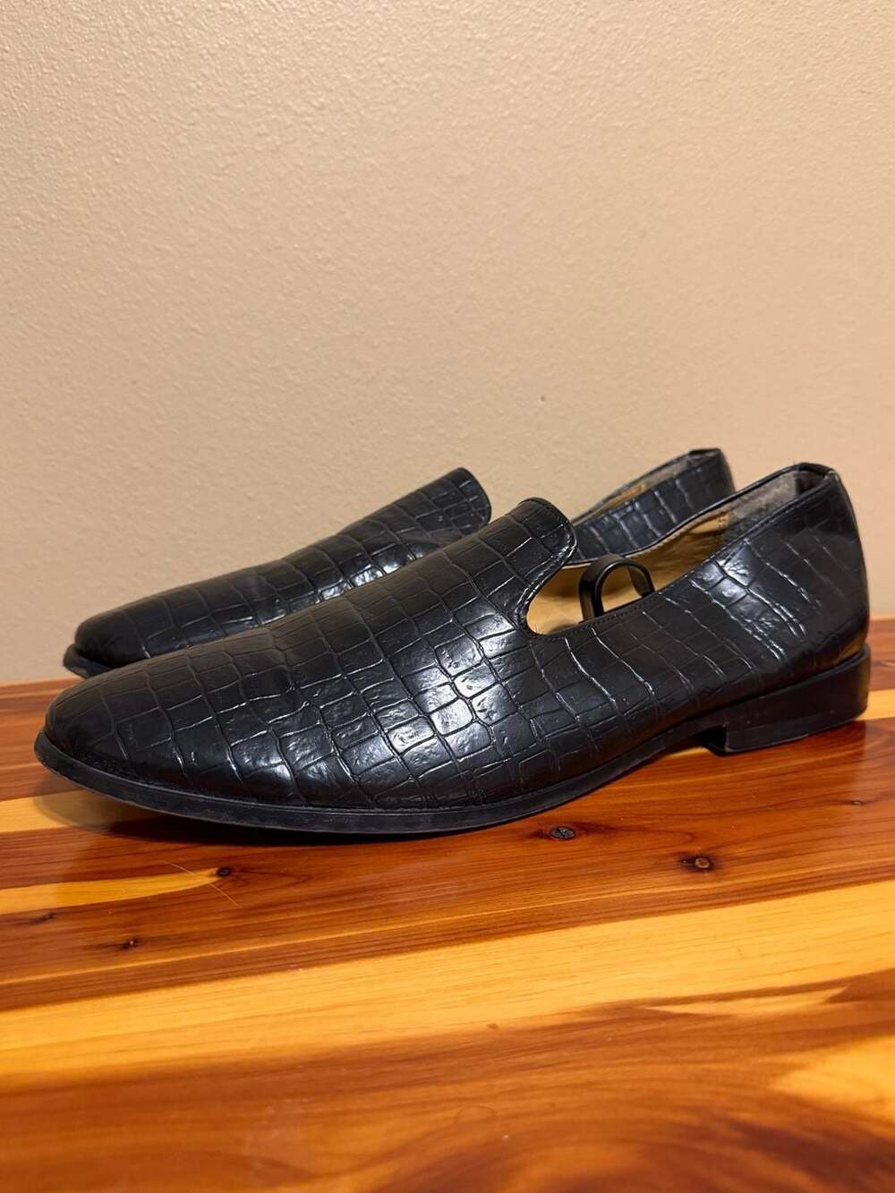 Giorgio Brutini Men's Black Croc-Embossed Synthetic Loafers Size 11